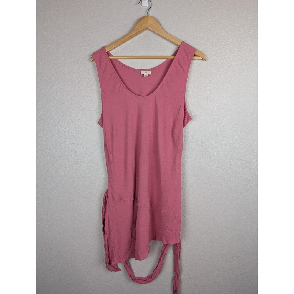 J Jill Tunic Top Womens L Sleeveless Asymmetrical Rayon Tie Waist Blouse Tunic